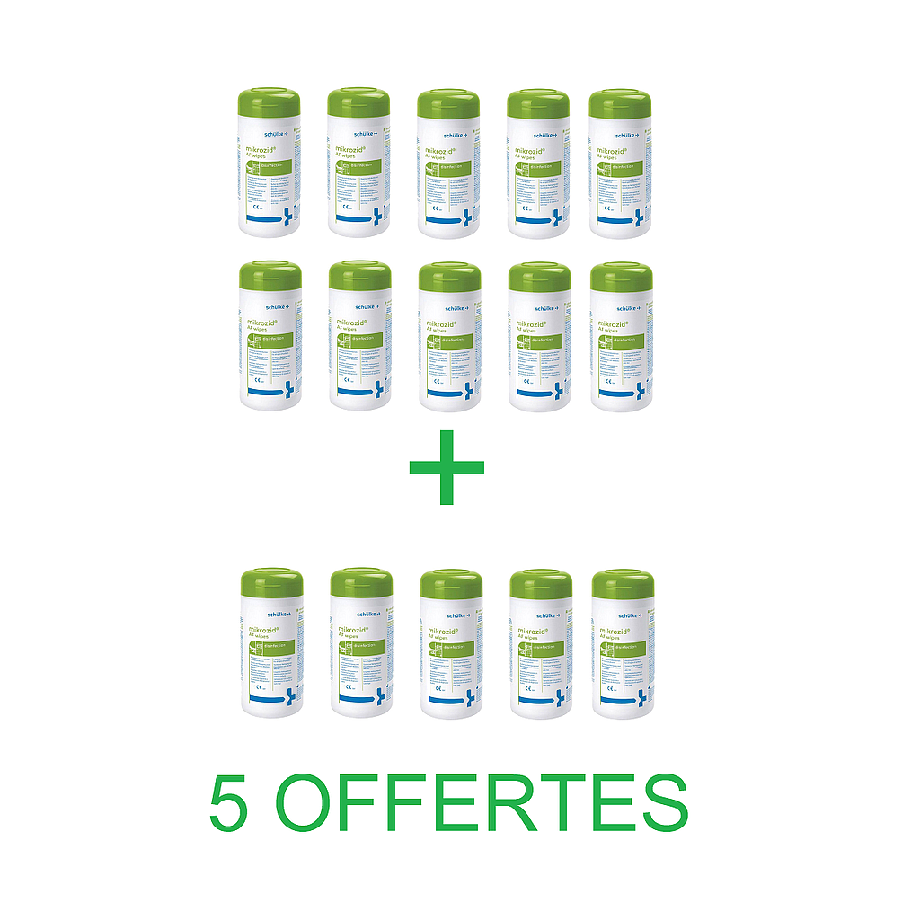 1 Pack 10 + 5 OFFERTES : Mikrozid AF wipes - Boite de 150 lingettes
